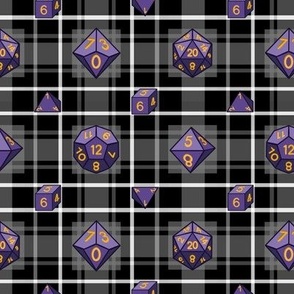 Purple Dice on Monochrome Tartan small scale