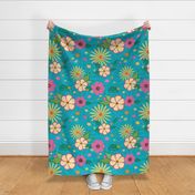 24" LARGE Retro Tropic Dotted FLORAL