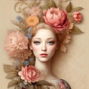 Beautiful flower girl abstract art,