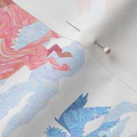 Pink and Blue Marble Pegasus on Blue Clouds