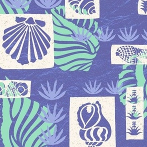 Hawaiian Undersea Shells Tapa Print- Very Peri