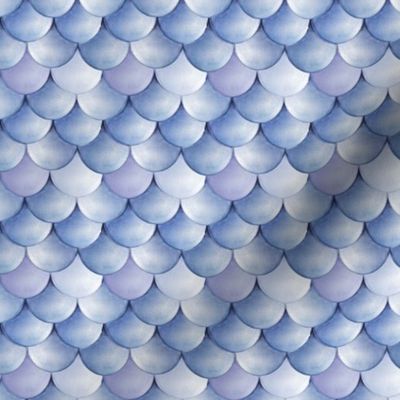 Periwinkle blue mermaid scales or fish scales in watercolor