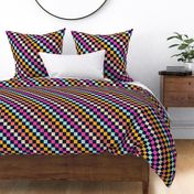 Diagonal Checkered Checks Stripes - Midnight Blue, Hot Pink,  Mint, Marigold, Papaya  - Medium Scale 12"