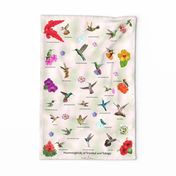 Hummingbirds of T&T -  Lantana - Tea towel