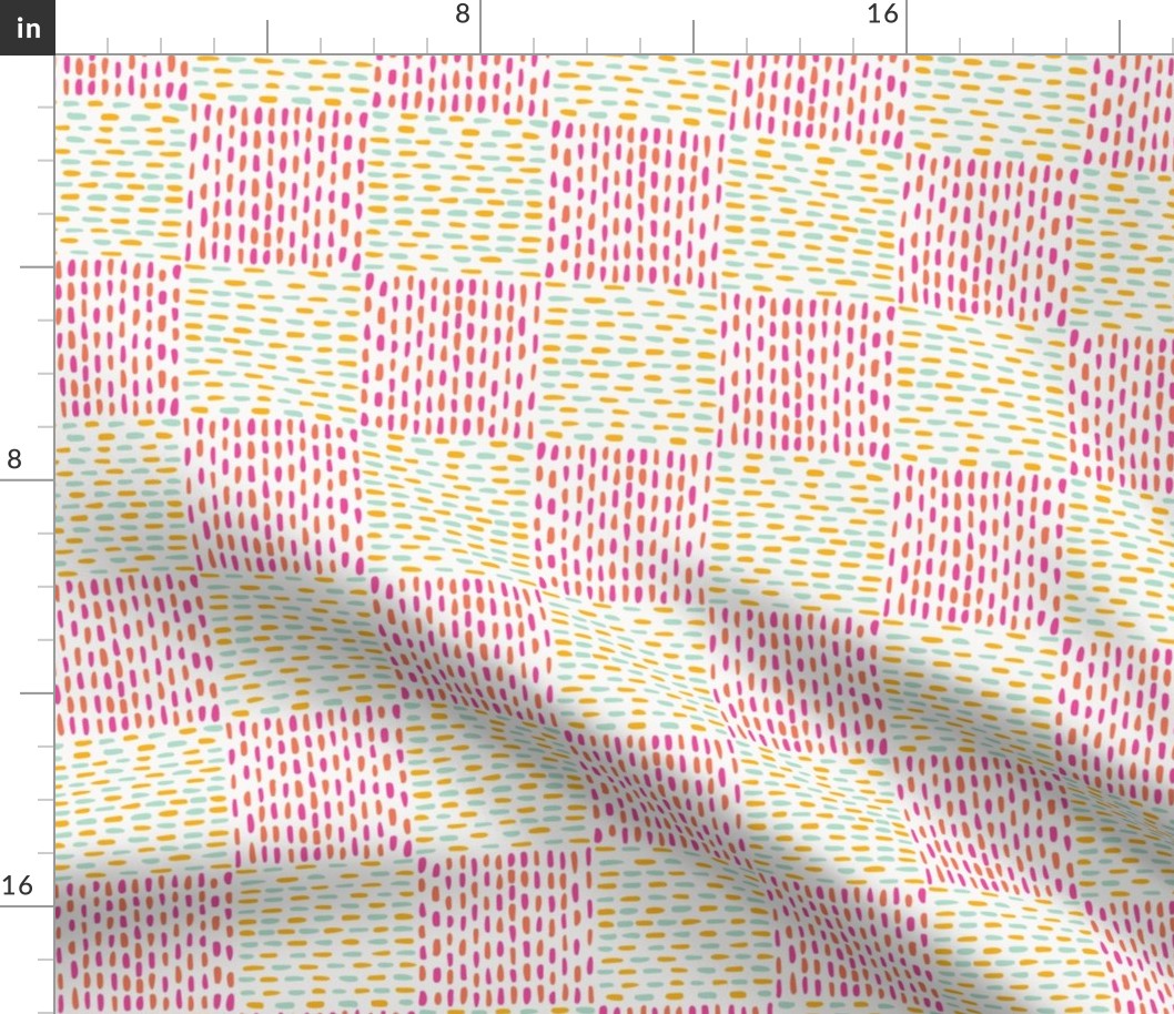 Embroidered Checks Hand Sewing Stitches Quilting - Medium Scale
