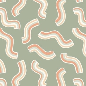 Squiggle rainbows - Medium Thyme - Hufton Studio