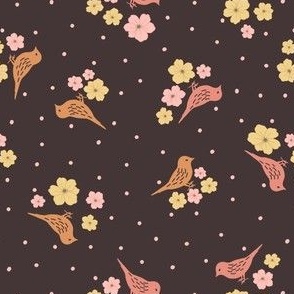 floral bird polka dot print