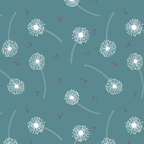 dandelion seamless repeat print in turquoise