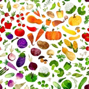 Rainbow watercolor veggies and herbs small