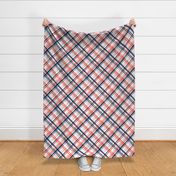 Red and blue watercolor plaid (pink) (45) C21
