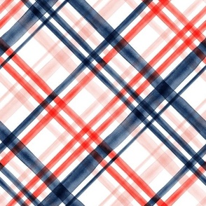 Red and blue watercolor plaid (pink) (45) C21