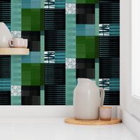 all modern abstract California casual mid century geometric green blue teal woven 