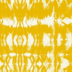 Yellow and white shibori arashi tie dye