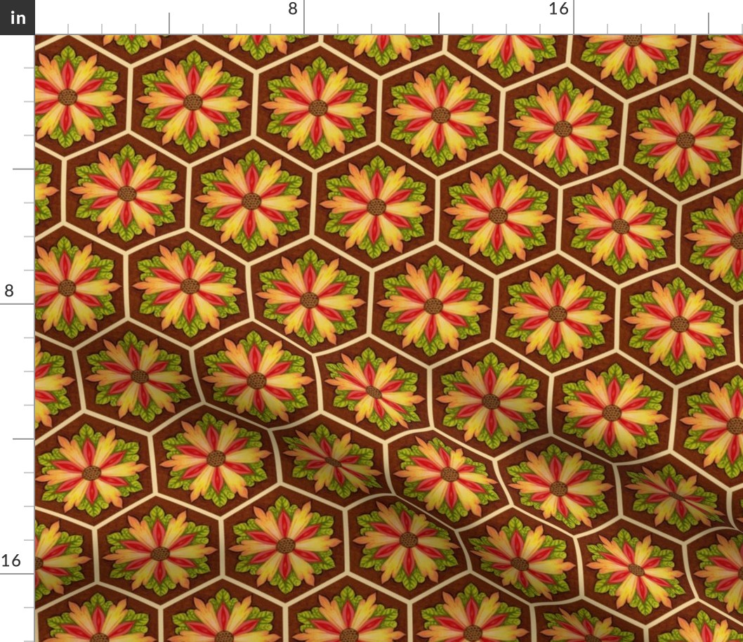 Dahlias in honeycomb