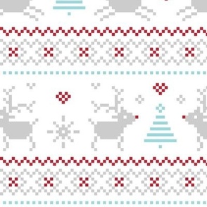 fair isle reindeer red blue LG - christmas knits