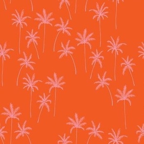 Orange and pink palm tree ditsy pattern design