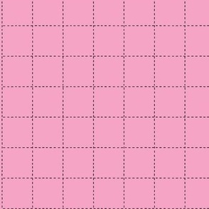 Pink dash square grid pattern repeat