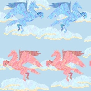 Pink and Blue Pegasus Stripe in Sunset Sky