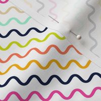 Multicolor Diagonal Skinny Curved Zig Zag on White
