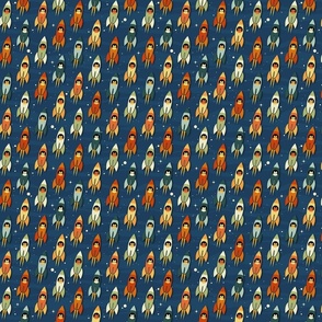 small scale armstrong cat - ditsy vintage cats and rockets - cats fabric