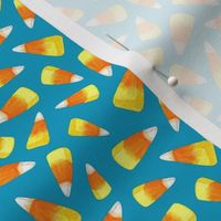 Small Scale Halloween Candy Corn Trick or Treat Candies on Caribbean Blue