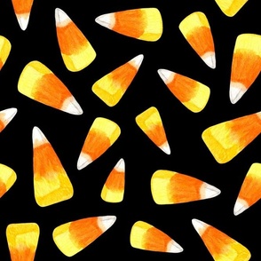 Large Scale Halloween Candy Corn Trick or Treat Candies on Black