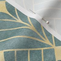 Art Deco green gold pattern