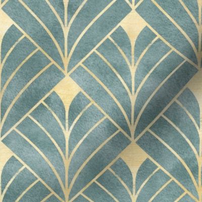 Art Deco green gold pattern