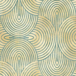 Art deco gold Green pattern