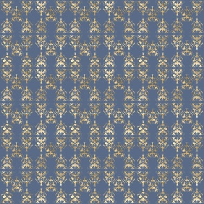 victorian blue and gold pattern damask