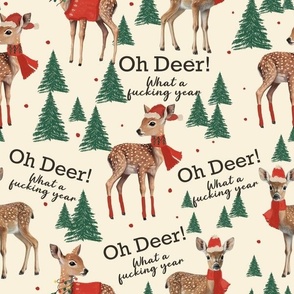 Large-Oh Deer! what a Fucking year Curse Words Christmas 