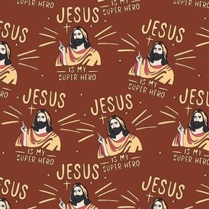 Christmas-Jesus is my super hero - brown gender neutral 