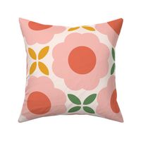 Retro Pink Florals Geometric Wallpaper - XL