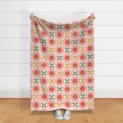 Retro Pink Florals Geometric Wallpaper - XL