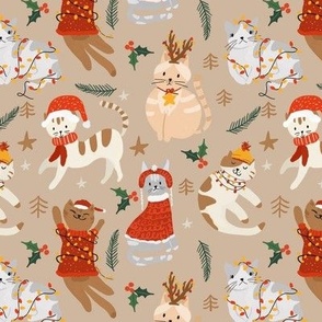 Christmas Cats Cute on Neutral