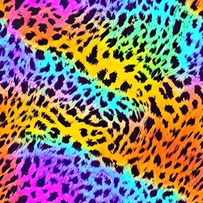Rainbow realistic Leopard cheetah print psychedelic punk colorful bright