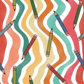 Back to school pencils retro neutral