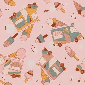 Ice cream truck pink vintage retro