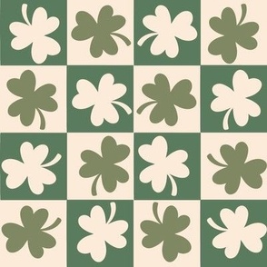 St. Patrick’s day boho checkered clover shamrocks muted