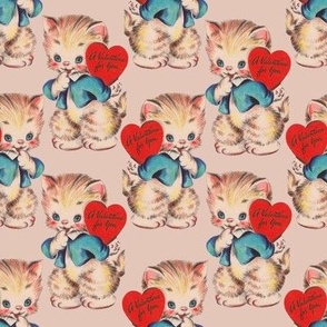 Kitty cat vintage valentine love heart gender neutral