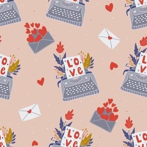 Love letter typewriter gender neutral valentine  hearts