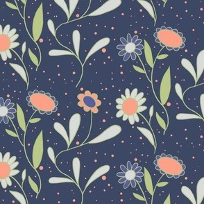 Simple Floral Design on blue (small)