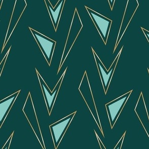 Art Deco emerald gold vertical triangles