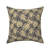 (small scale) overlapping gold palm leaves on dark grey