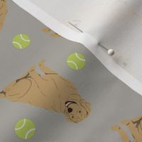 Tiny Yellow Labrador Retrievers - tennis balls