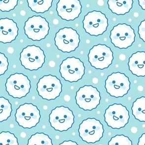 Cheerful Kawaii Snowballs - Smiling Winter Joy, Small Scale