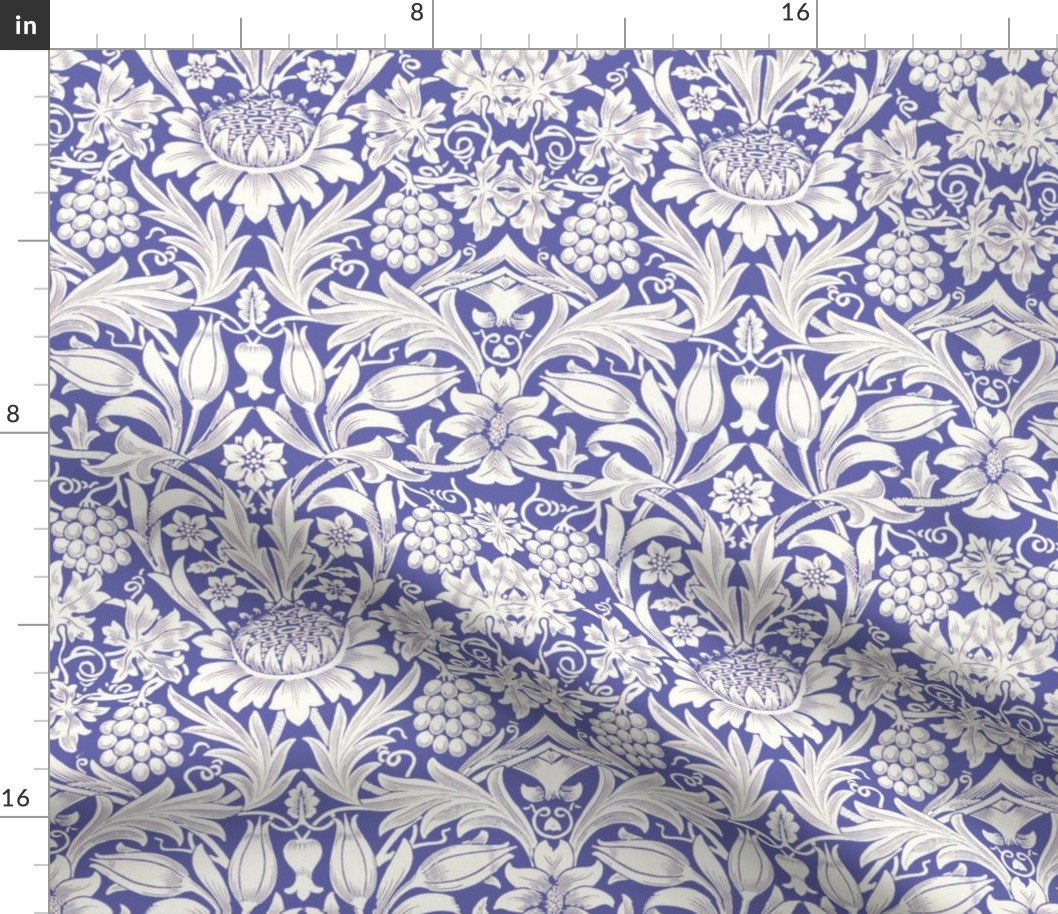 William Morris Sunflower Periwinkle Fabric | Spoonflower