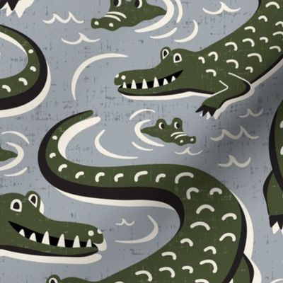 Down In The Bayou - Alligator Grey Large Scale