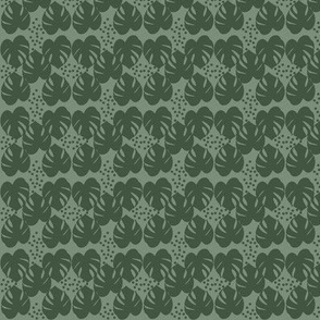 Retro Palm Leaves and Dots - Jade and Green, Small