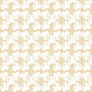 Retro Palm Leaves and Dots - White and Beige, Small
